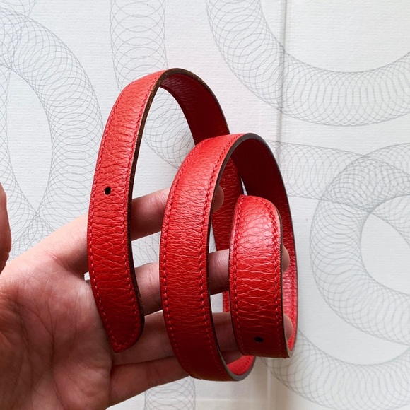 HERMES Vintage Red Leather Belt Strap 26” Waist main image 4